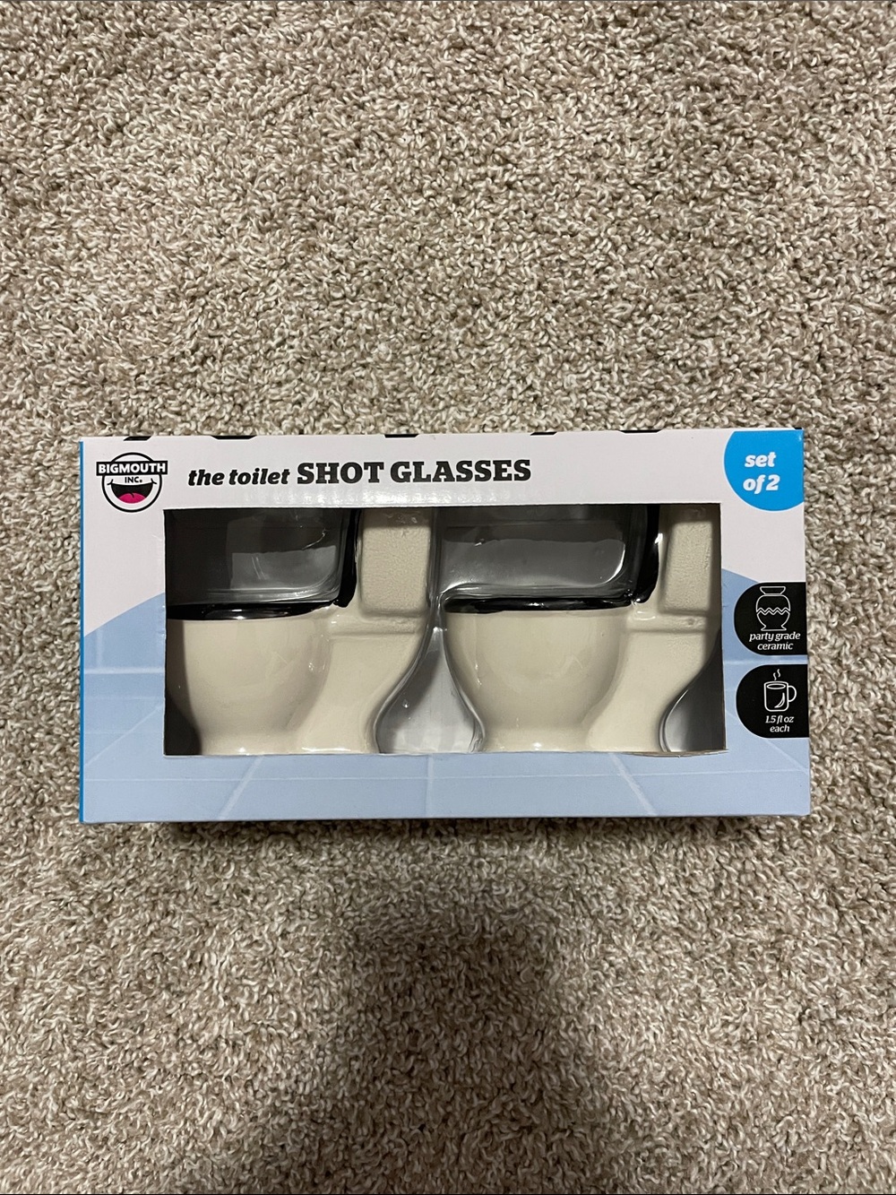 BigMouth The Toilet Shot Glasses Set of 2 - White Ceramic